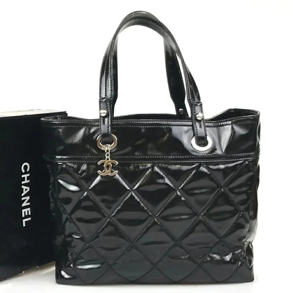 Authentic Chanel Matelasse Coco Mark Handbag Black